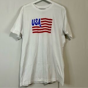 Oat Women’s USA American Flag Cotton Graphic T-Shirt White Size XL NWOT